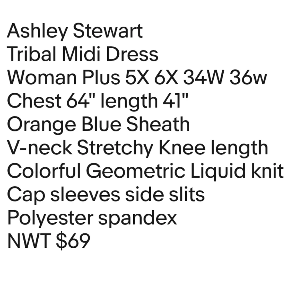Ashley Stewart Tribal Midi Dress Woman Plus 34W 36W Orange Geometric Tribal New